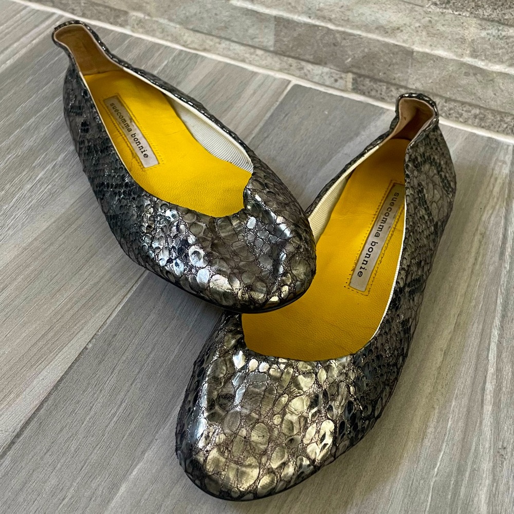 Suecomma Bonnie Metallic Flats- Size 37/6.5